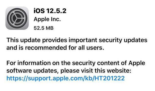 西青苹果手机维修分享iOS12.5.2发布，建议所有老苹果用户安装 